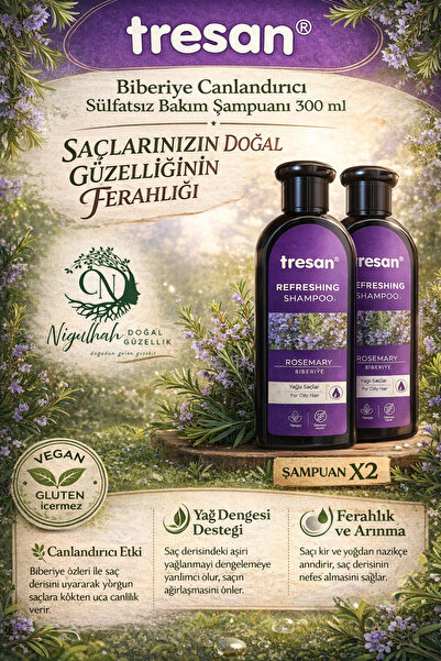 Tresan Biberiye Canlandırıcı Bakım Vegan Şampuanı – Yağlı ve Cansız Saçlar -3...