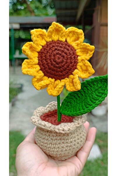 crafted by Nilüfer Mini Saksıda solmayan çiçekler ayçiçeği gül papatya lale