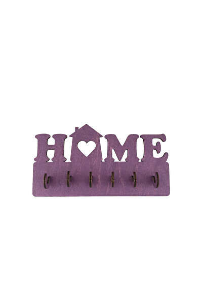Amco Home wooden key holder with 6 hooks 20x10x2.4 cm, Purple