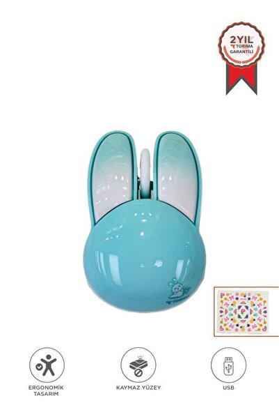 Torima Kablosuz Tavşan Kulaklı Sessiz Mouse 1200 DPI Optik Kablosuz Fare TM-2...