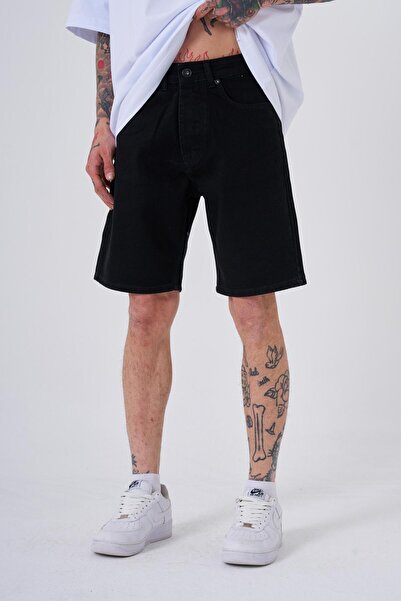 Machinist Men's Loose Fit Denim Bermuda Shorts Black