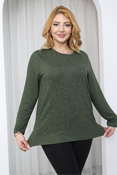 Siyezen Bluză strălucitoare cu pietre, mărime mare