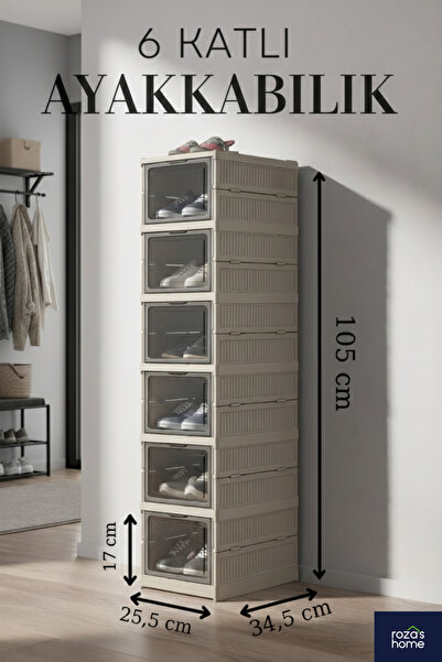 Roza's Home 6 Katlı Portatif Ayakkabılık Çok Amaçlı Organizer Katlanabilir Ta...