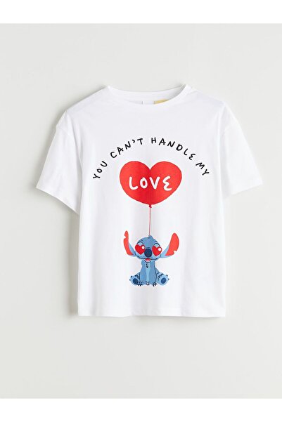 LC Waikiki LCW Kids Stitch Štampano majica za devojčice