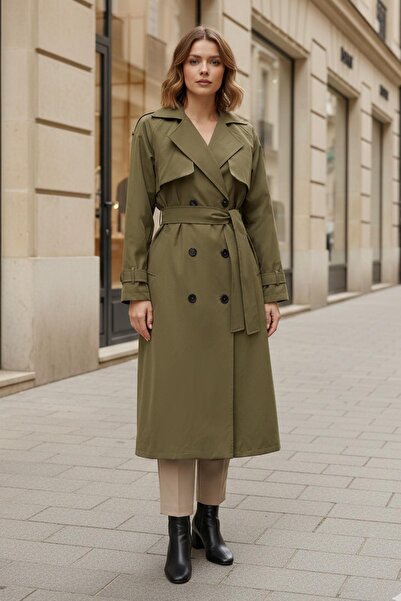 Soul Women's Belted Trench - 32403Trç - Khaki