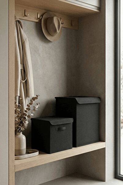 homyjr's Homyjr’S Set of 2 Fabric Storage Bins with Lids (Large + Small) Clos...