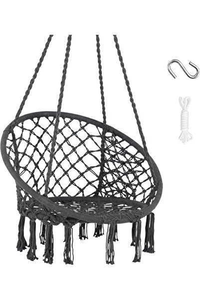 Arabest كرسي أرجوحة معلق مصنوع من المكرمية مع وسادة ومجموعة أدوات التثبيت، يت...