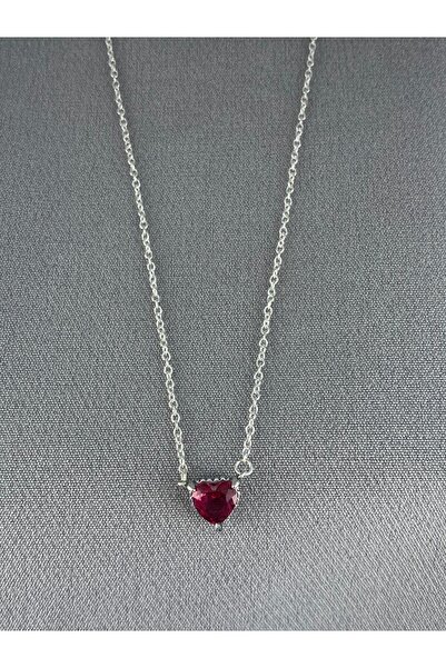 My Story Işıltılı Ruby Kalp Gümüş Kolye