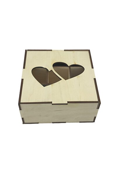 Amco Wooden gift box with large heart pattern 13.6x13.6x6.5 cm