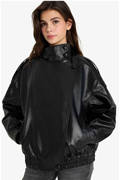 Lux Vestimenta Dad fit Siyah Kadın Deri Ceket Deri Ceket Trend