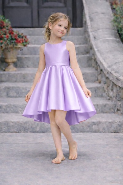 SUNEH Kız Çocuk Abiye Elbise – Kısa Asimetrik Kesim, Mezuniyet & Düğün Elbisesi