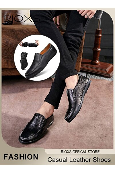 RIOXS Mens Business Formal Shoes, Faux Leather Shoes, Round Toe Fashion Oxfor...