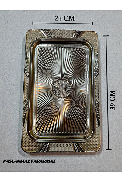 İnterlife Large Rectangular Stainless Steel Tray 24X39 cm – Stylish Presentat...