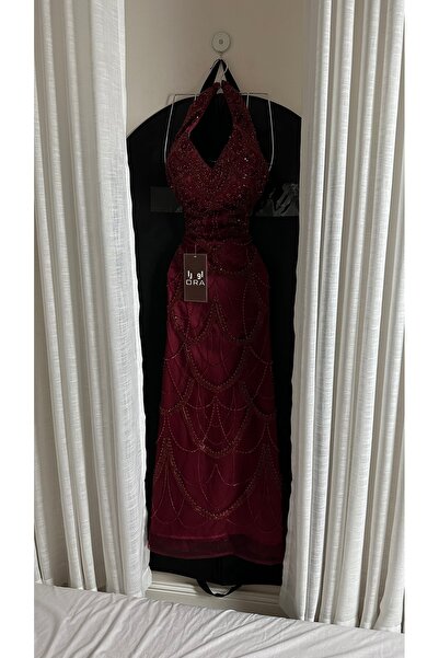 Ora Elegant burgundy evening dress