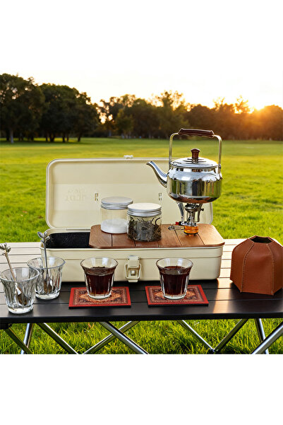 HTHCO صندوق تخزين للتخييم في الهواء الطلق، طقم قهوة