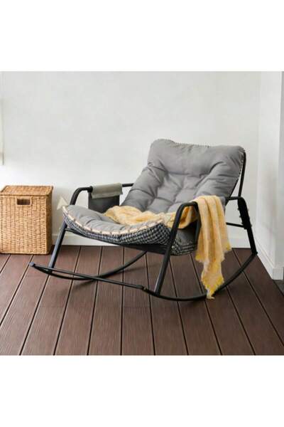 Mtanvxay Living Room Rocking Chair Houndstooth Double Padded Sofa Bed with St...