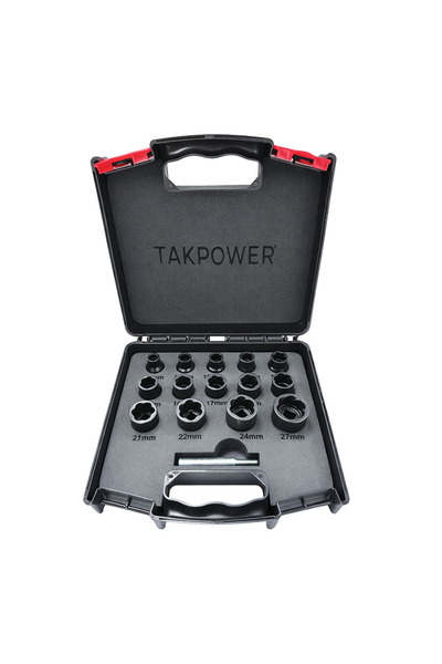 TAKPOWER 1/2 Twist Lokma Seti Hasarlı Cıvata ve Somun Sökme 14 Parça