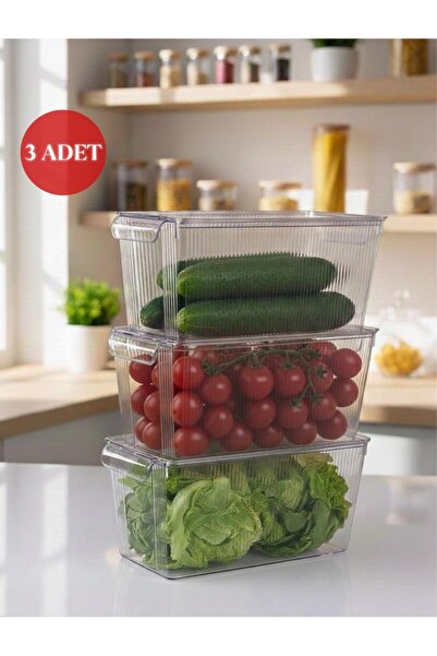 Store HGY HOME 3'lü Kapaklı Lüx Buzdolabı Organizeri 4500 ML - Midi NO-1