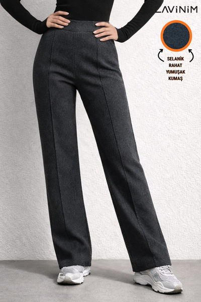 LAVİNİM Жіночі високі джинси з еластичним поясом із тканини «Селонік»