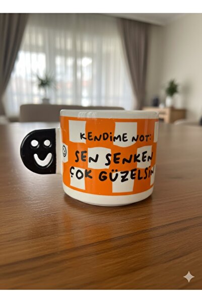 PALTO TASARIM Kendime Not: Sen Senken Çok Güzelsin! El Yapımı Gülen Kulp Kupa...