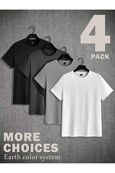 MONFİ Μπλουζάκι με λαιμόκοψη ποδηλάτου από χτενισμένο βαμβάκι 4LÜ