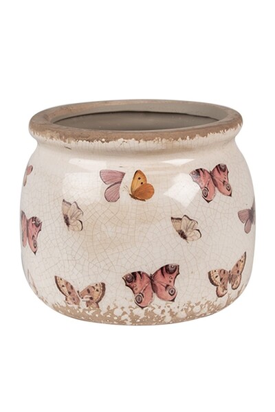 DecoDepot Ceramic flower pot, butterfly pattern, 12x10 cm