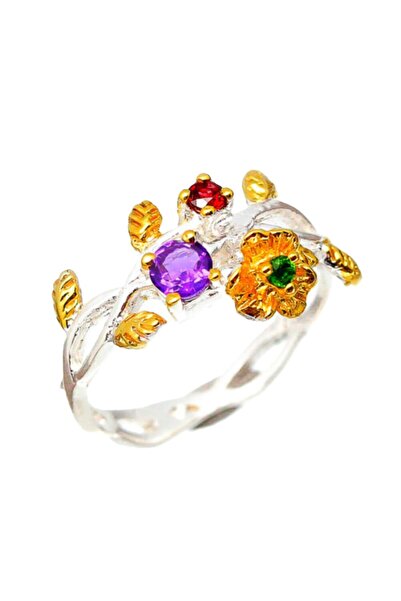 FashionBijoux Infinity jewelry ring made of 925 silver with amethyst, garnet ...