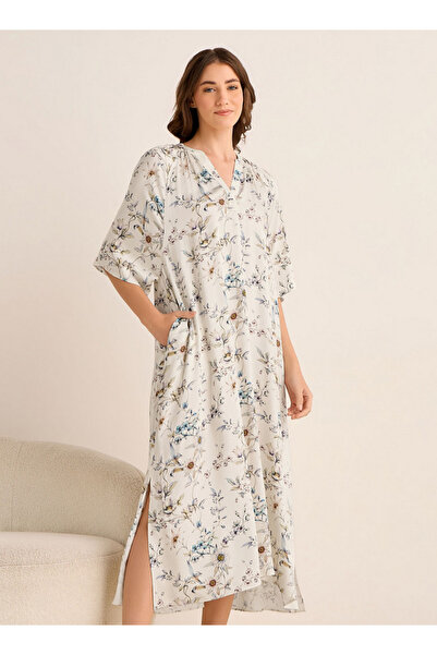 FAV فستان نوم ميدي بنقشة زهور من قماش المودال