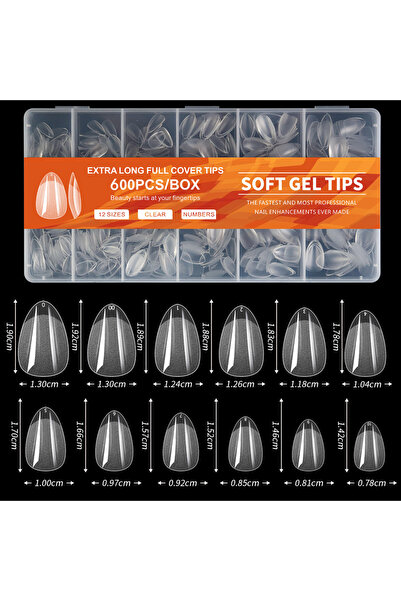 Choice 04 100/600 قطعة أطراف أظافر قصيرة على شكل لوز، أطراف أظافر جل ناعمة، أ...