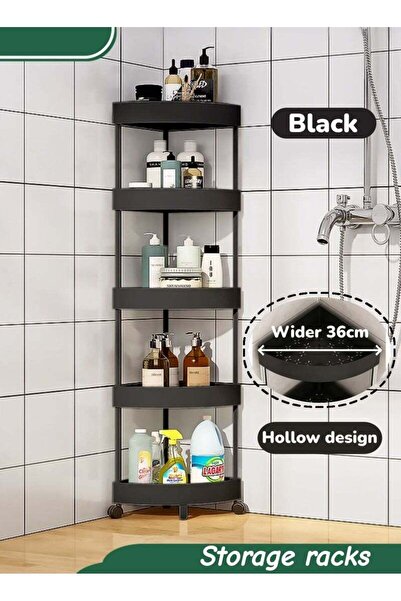 Generic رف تخزين من 5 طبقات، رف تخزين بلاستيكي، عربة تخزين سلال مزودة بعجلات