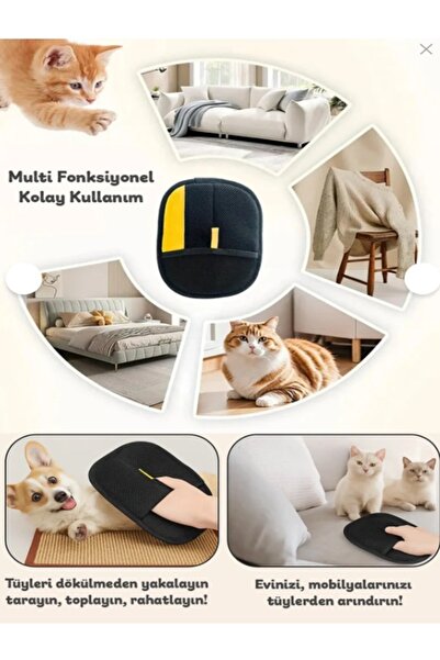 Çift Taraflı Statik Kedi Köpek Tüy Temizleme Eldiveni L Beden Koltuk Halı Kıyafet Tüy Toplayıcı