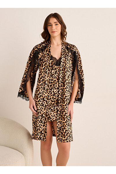 FAV Knee Length Sleeveless Night Dress with Robe