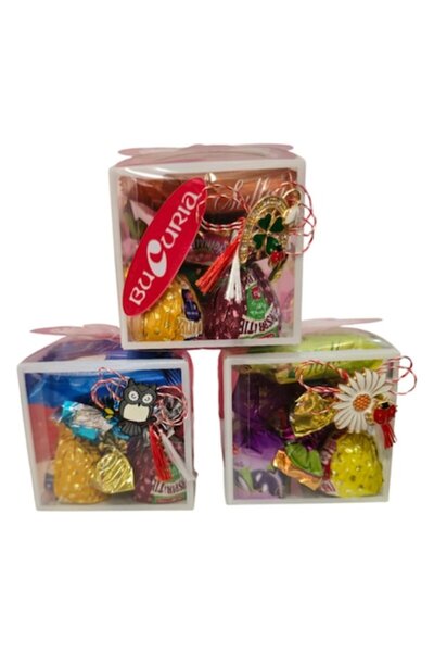 Bucuria Set of 5 Premium Martisors – Boxes with 7 Bucuria Candies, Brooch and...