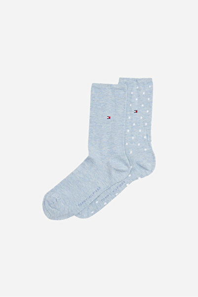 Tommy Hilfiger Kadın Puantiyeli Çorap 2'li Paket - Açık Mavi Melanj