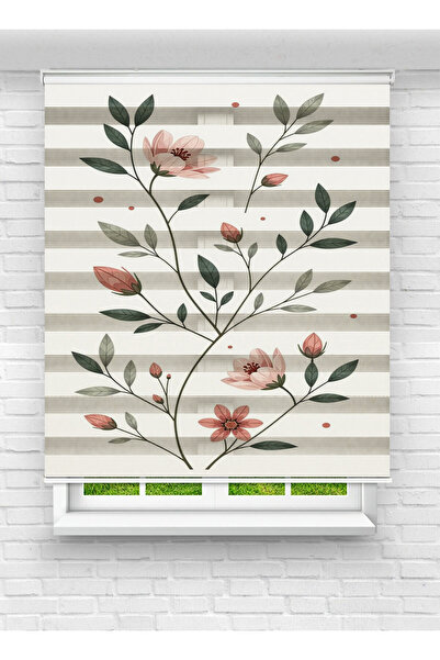 Enzo Home Zebra Stor Perde Soft Çiçek Desenli | Modern Minimal Yapraklı Zebra...