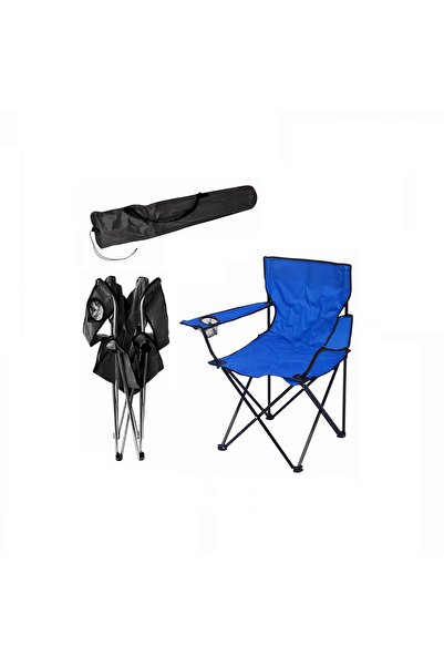 Bsr Scaun de camping, pliabil, cu suport de pahar, albastru, 80x52x52 cm
