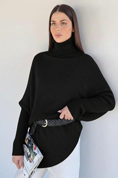 lizge giyim Fisherman Neck Asymmetric Detail Knitwear Sweater