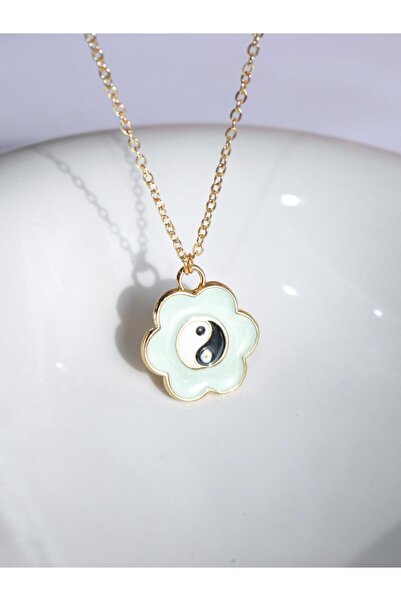 Reorah Collection Green Floral Yin-Yang Necklace