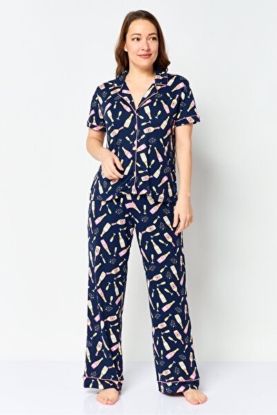 Sleep & Co طقم بيجامة نسائي مكون من قطعتين، بلوزة وبنطال، متعدد الألوان