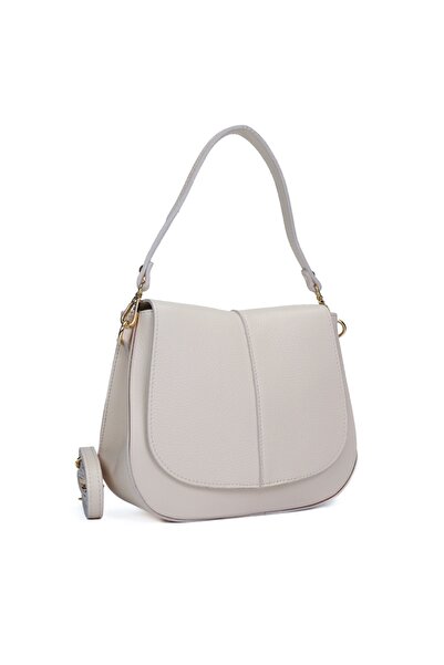 Posete Fagaras Camelia Leather Purse - Beige, Casual Bag Made of Genuine Leat...
