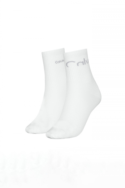 Calvin Klein Kadın Logolu Kısa Çorap 2'li Paket - Beyaz