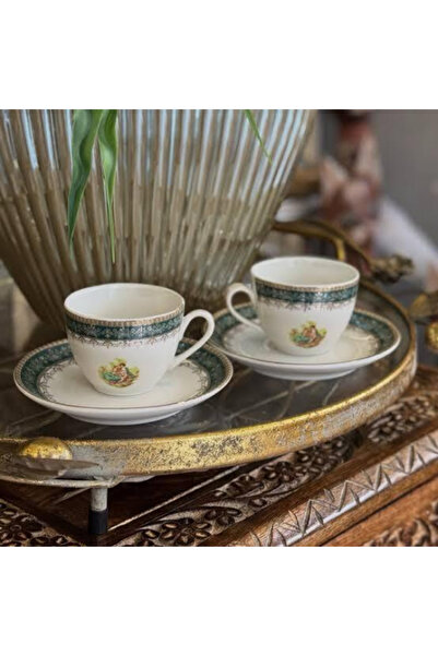 Kadim Vizyon İran Porseleni Yeşil Markizli Romeo Juliet 6 Kişilik Kahve Finca...