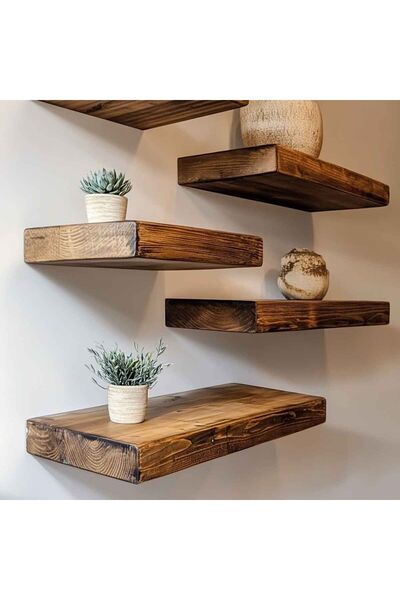 Nest WoodTr Doğal Ahşap Dekoratif Raf (Gizli Aparatlı)