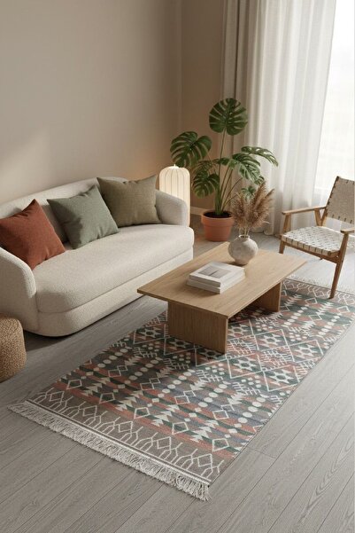 Lorvian Noletti Modern Geometrik Desenli Çift Taraflı Yıkanabilir Kilim