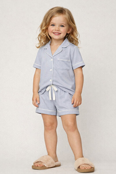 Katia&Bony Set pijamale pentru fete, stil mediteranean, cu buzunare, albastru