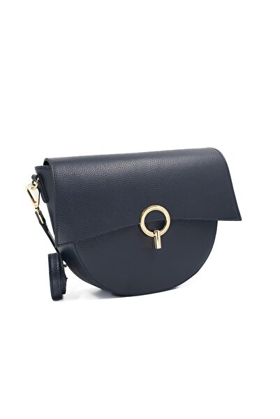 Posete Fagaras Christine Leather Purse - Navy Blue, Casual Bag Made of Genuin...