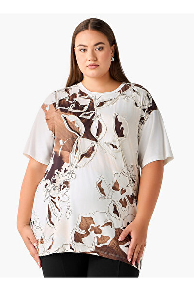 Ulla Popken تيشيرت بقصة مريحة مع تطريز مميز