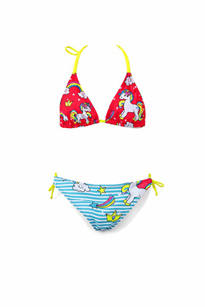 hazelin Girl's Blue Neon Pink Unicorn Themed Bikini Set Hzl25S-Lc19049
