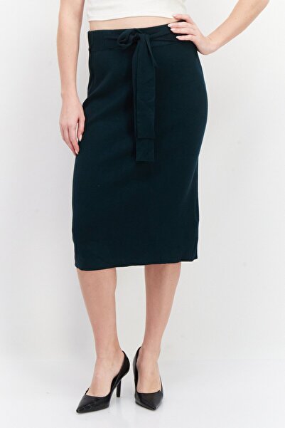 ZERO Women Plain Midi Skirts, Green