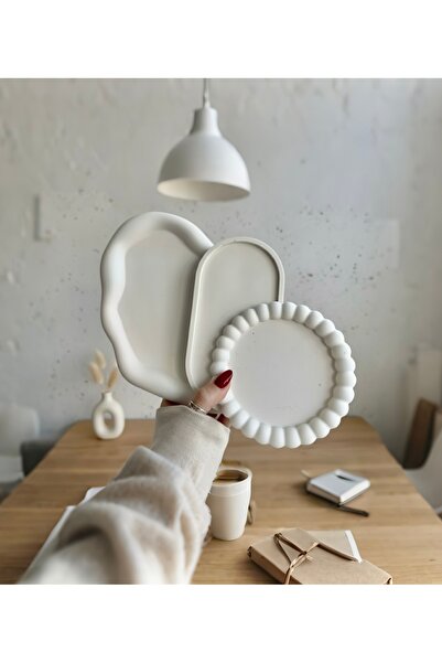 selens party Selence Dekor 3-Piece Plate Serving Tray Concrete Organizer Jewe...